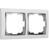 Белый/хром - Рамка на 2 пост +хром/WL03-Frame-02-white Werkel