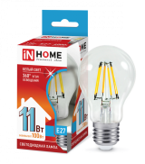 Лампа светодиодная LED-A60-deco 11Вт 230В Е27 4000К 990Лм прозрачная IN HOME (арт. 2553)