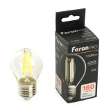 Лампа светодиодная Feron.PRO LB-1708 Шарик E27 1300LM 8W 175-265V 4000K 51254¶Лампа светодиодная Feron.PRO LB-1708 Шар E27 1300LM 8W 175-265V 4000K 