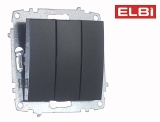 Zena Vega Черный Матовый Выключатель 3- клавишный 1 выход M+K