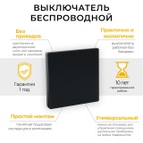 Выключатель дистанционного управления TM81 250V 500W одноклавишный, черный(1/200)