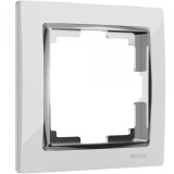 Белый/хром - Рамка на 1 пост +хром/WL03-Frame-01-white Werkel
