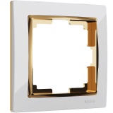 Белый/золото - Рамка на 1 пост + золото/WL03-Frame-01-white Werkel